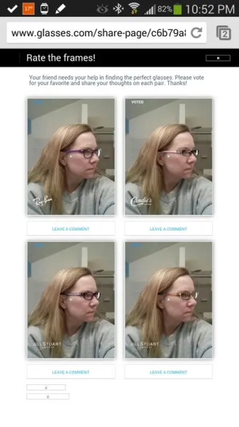 rate the frames poll on glasses.com