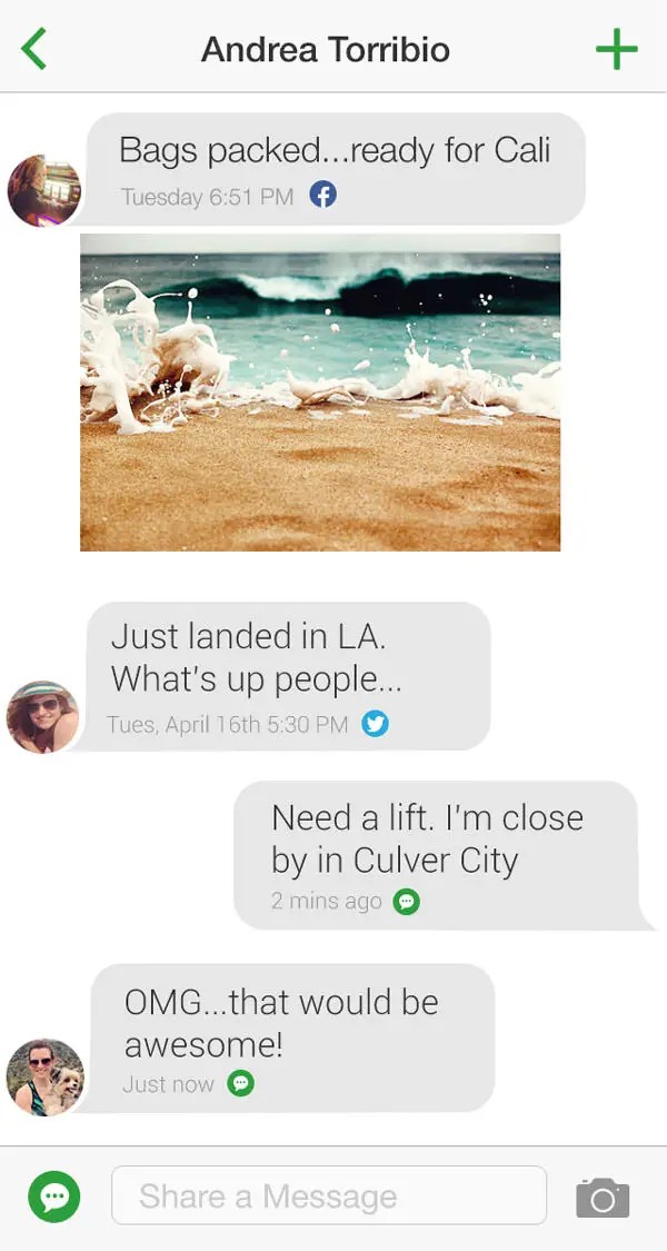 All your messages in one place: No more opening up app after app to stay connected. Download from iTunes or Google Play.