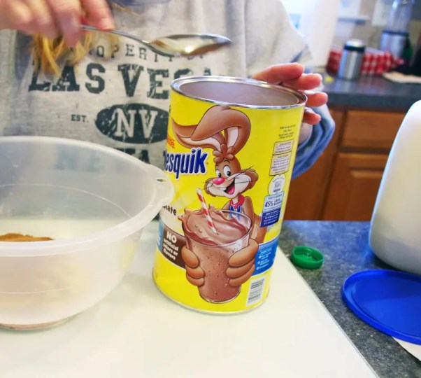 Adding Nesquick to chocolate cake mix
