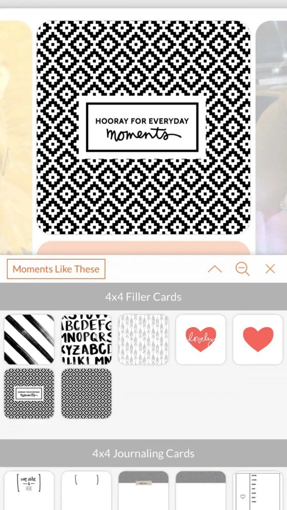 Adding filler cards to your Project Life layout. #ProjectLifeApp