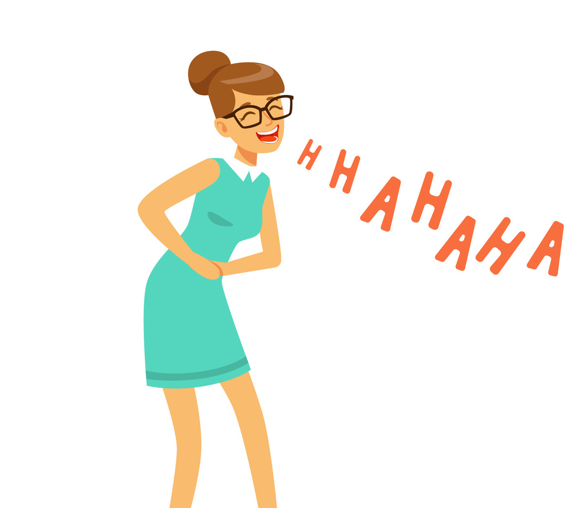 Adults Hysterically Laughing Out Loud Set Of Cartoon Characters With Laughter And Giggle Spelled In Text By topvectors