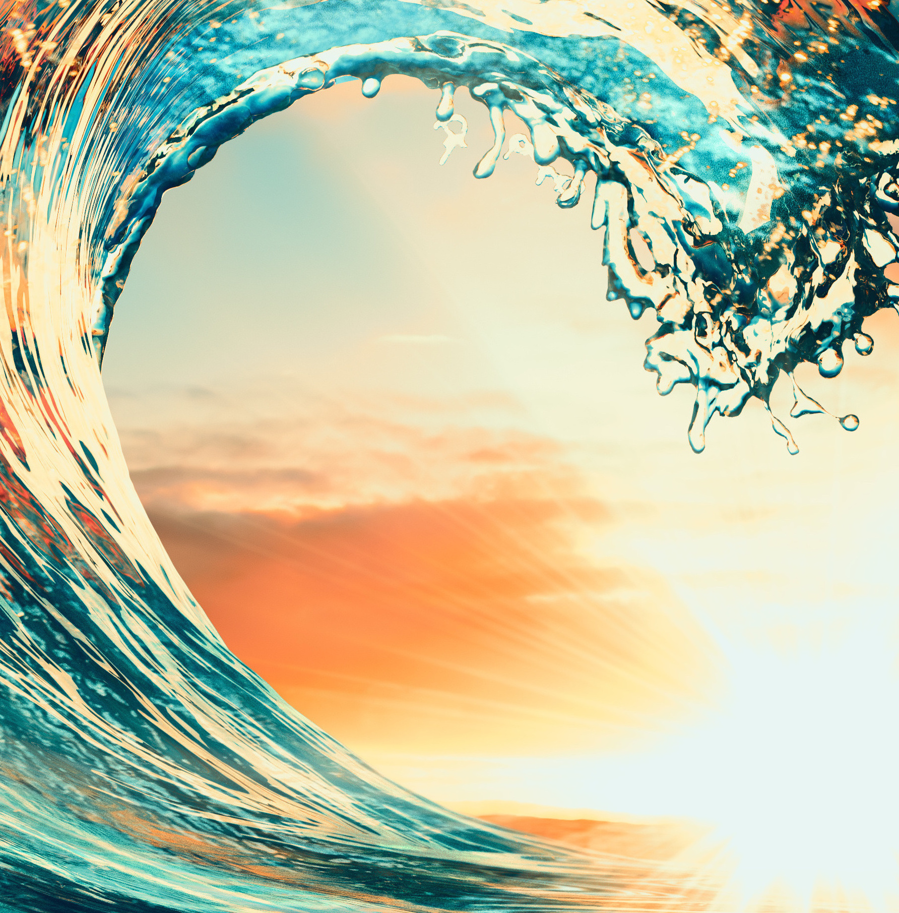 Ocean Wave sunset sea surfing background By willyam