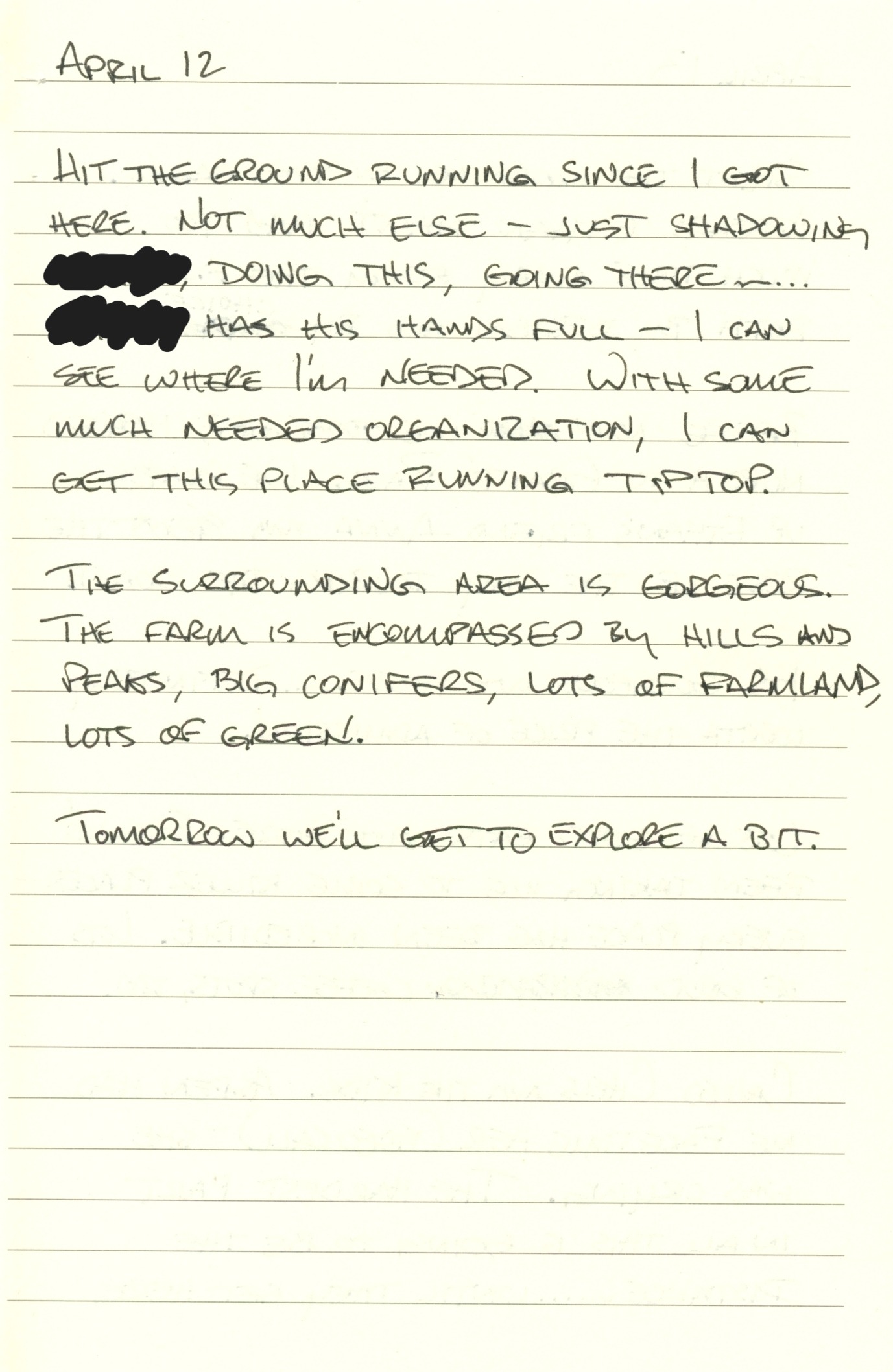 Journal Entry - April 12, 2019