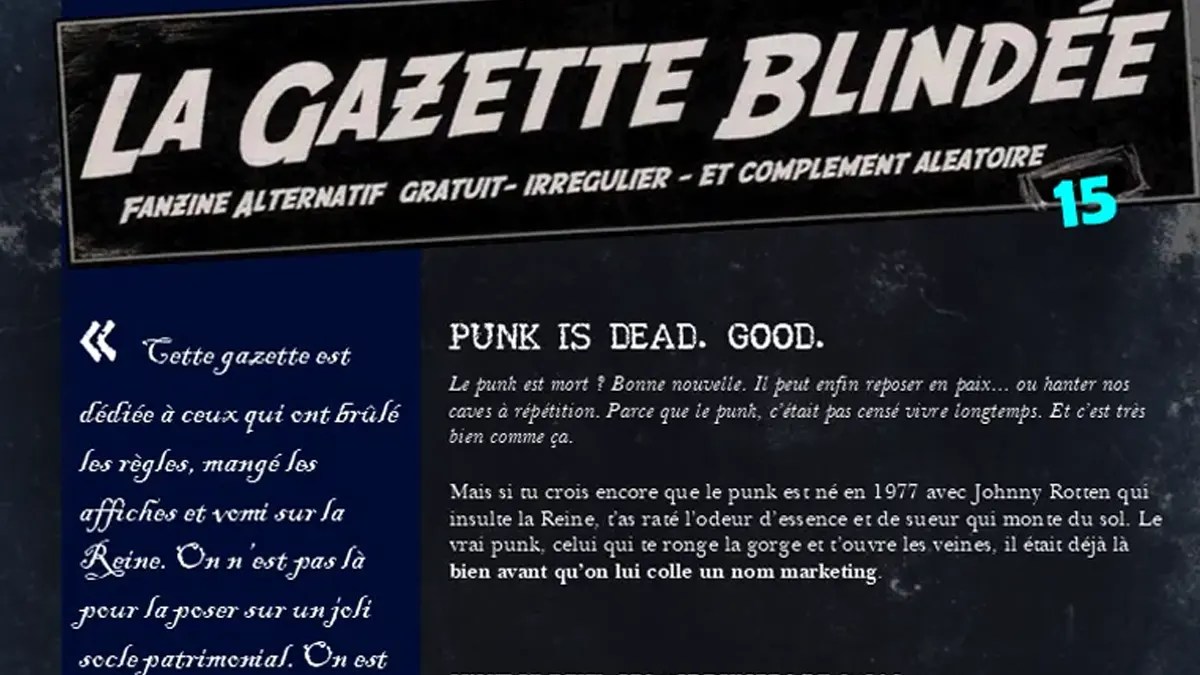 La Gazette Blindée n°15 : punk, crasse et sabotage