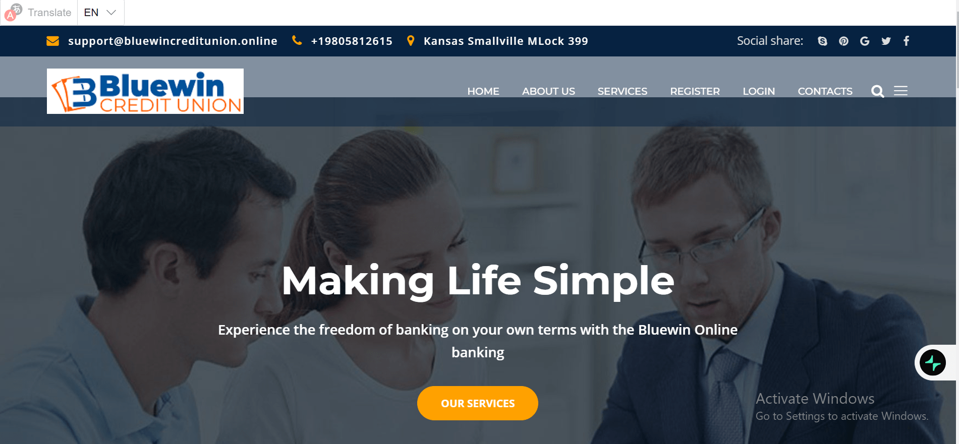 Bluewin Online Banking Website
