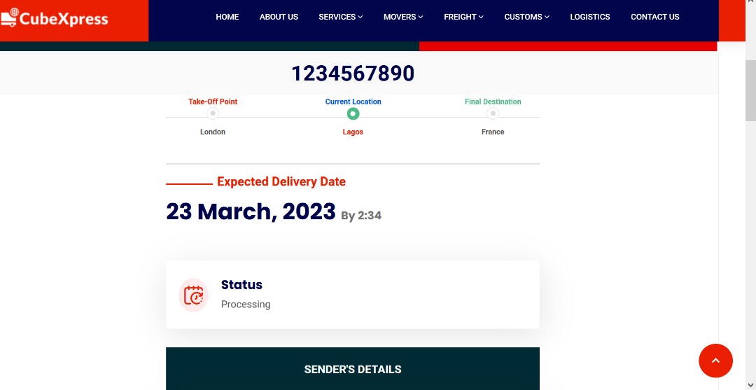 Cube Express Courier Tracking Website Templates