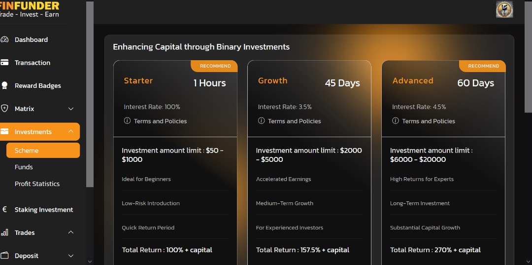 FinFunder - HYIP Investments and Crypto Trading on the Matrix Platform