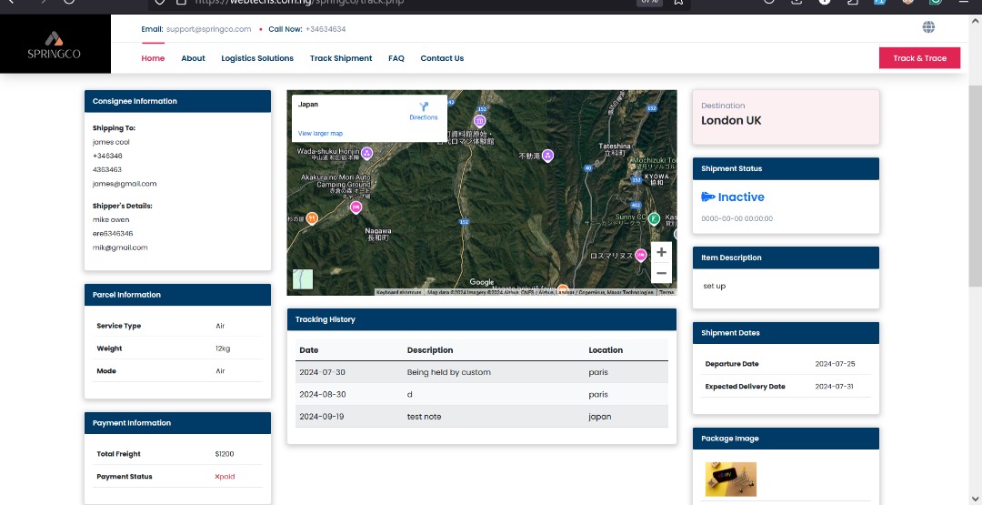 SpringCo Courier Tracking Website Template