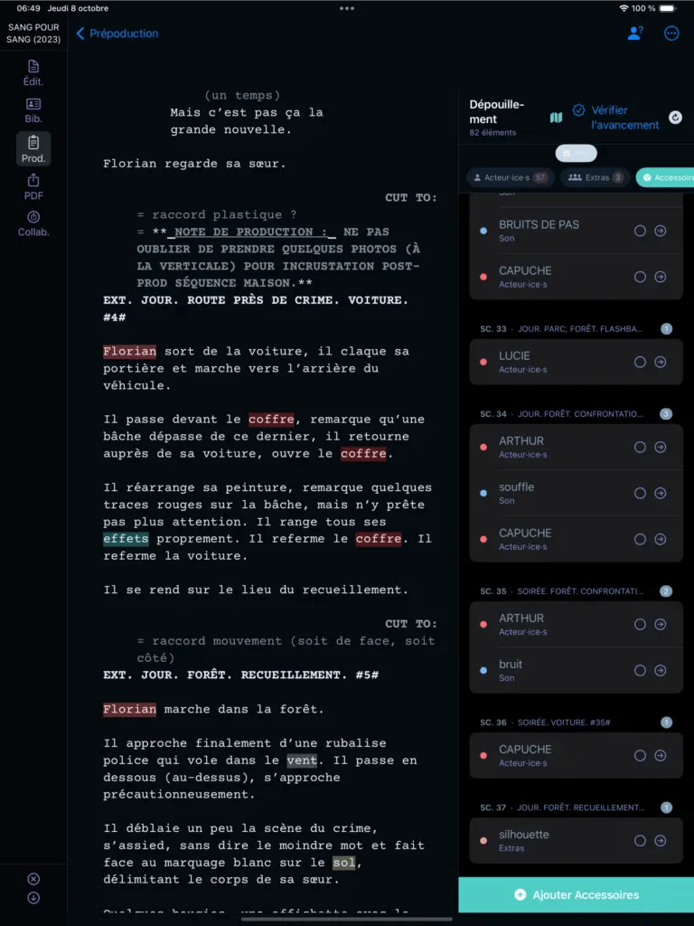Capture d'écran depuis le Simulateur de l'interface de dépouillement