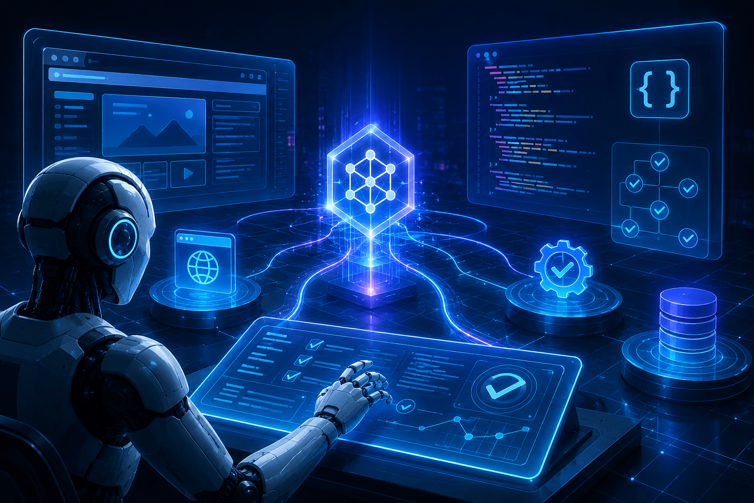 Futuristic AI coding agent using automated testing, browser verification, and software quality checks