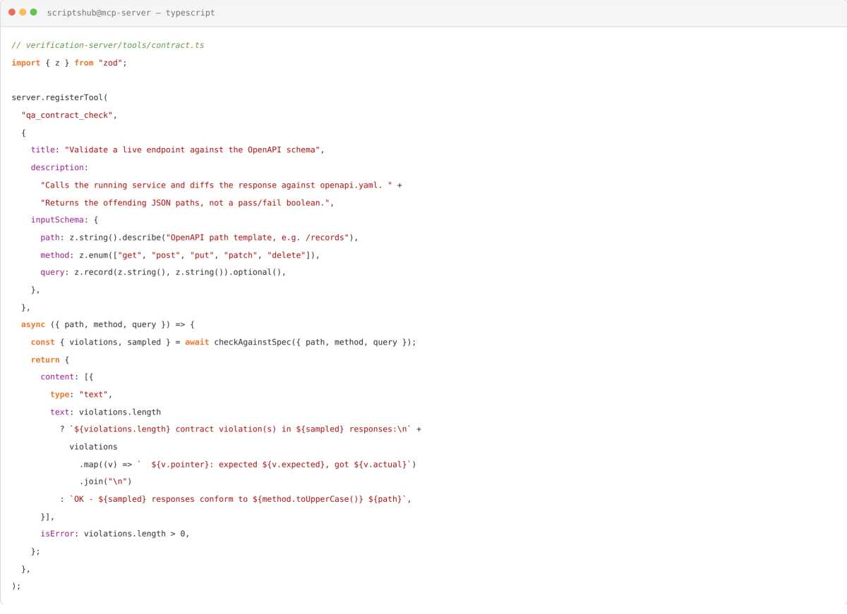 MCP Native QA contract testing tool validating live endpoints against an OpenAPI schema
