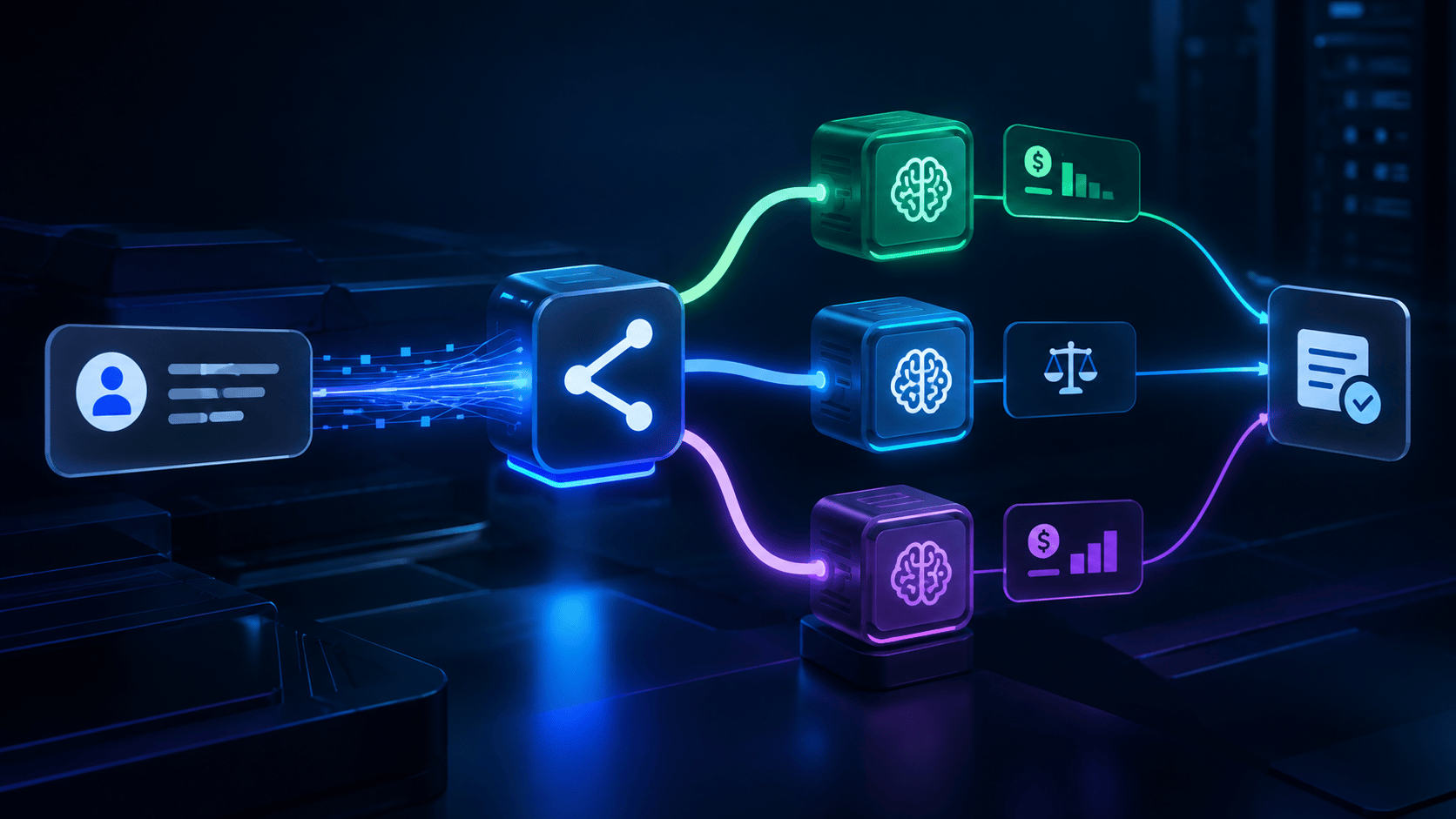 LLM routing system directing AI requests across models to balance inference cost, speed, and quality.
