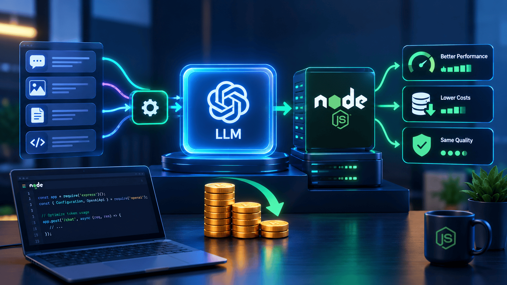 LLM cost optimization with Node.js to reduce AI inference costs while maintaining output quality and performance.