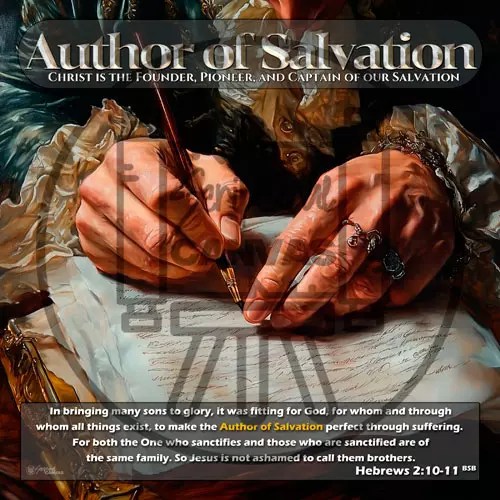 Person writing ancient manuscript, reflecting God's as the Author of Salvation.