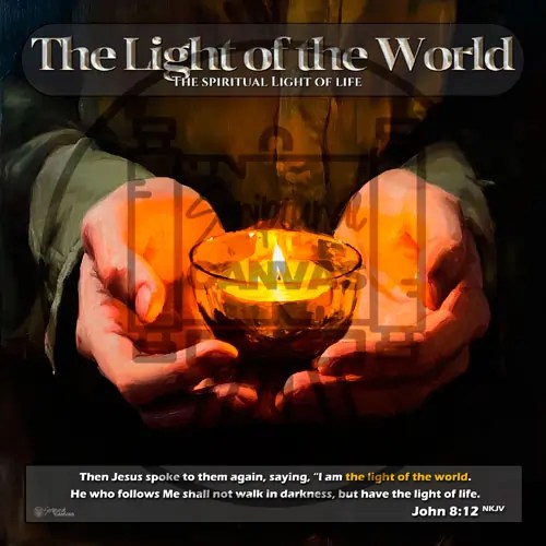 Hands holding lit candle, representing Jesus as the Light of the World (John 8:12).