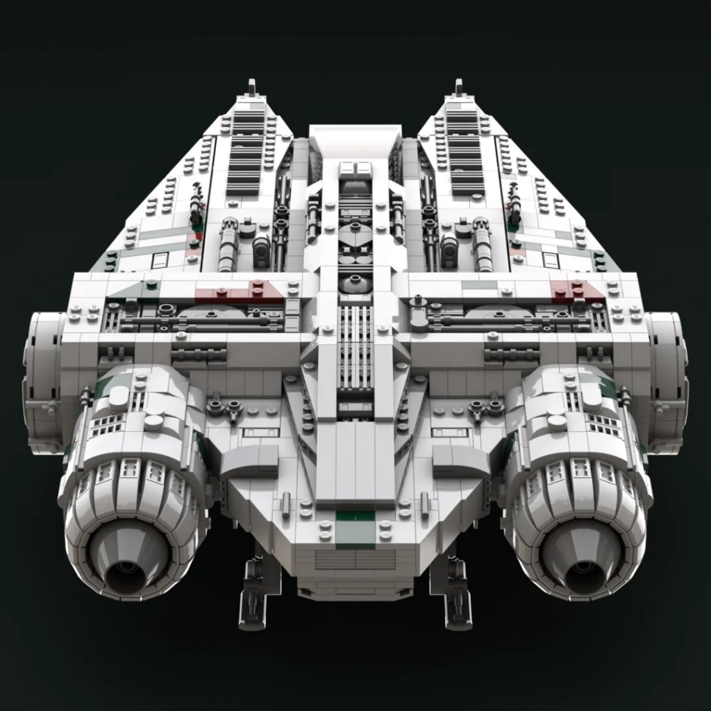 Beneath this angled section between the engines is a boarding ramp that can be lowered