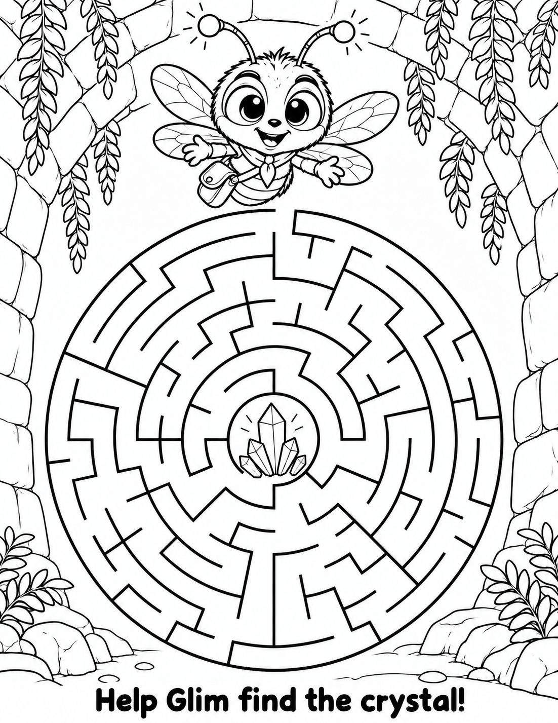 Help Glim find a crystal in the circular maze