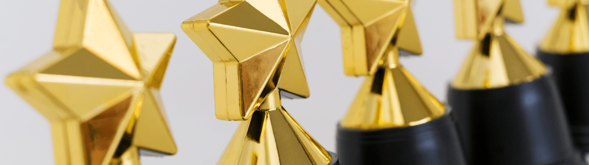 a row of awards
