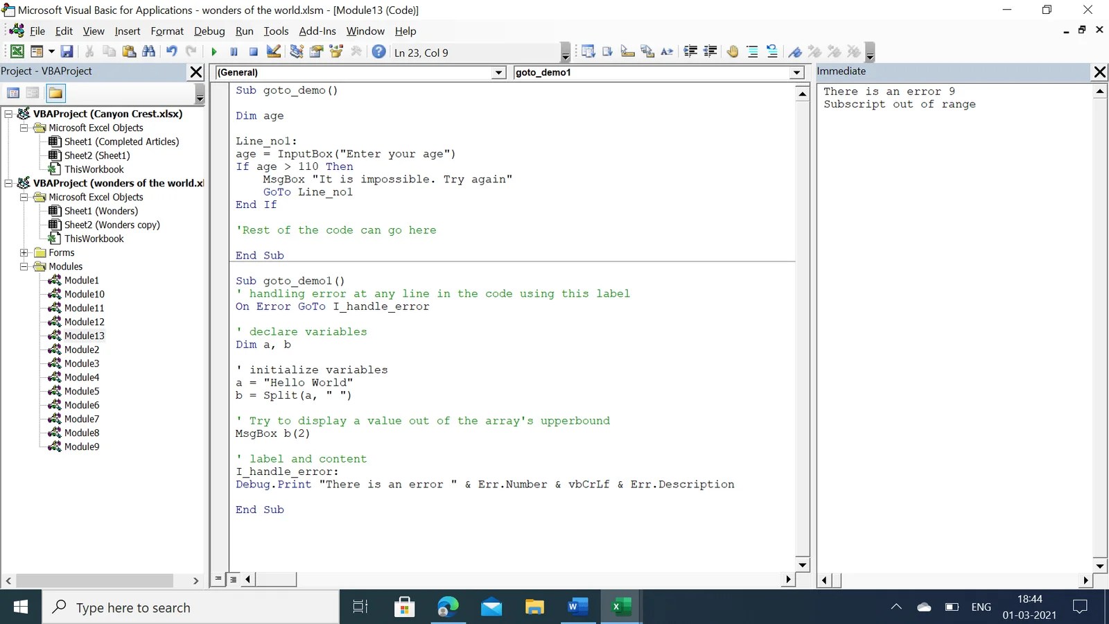 La forma correcta de usar la instrucción Goto en VBA vba goto 01 error output La forma correcta de usar la instrucción Goto en VBA
