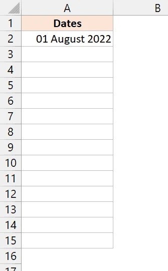 Date in cell A1 Autocompletar solo fechas de días laborables en Excel (fórmula)