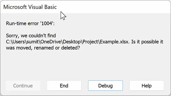 Error When File is not found Abrir archivos de Excel con VBA (ejemplos)