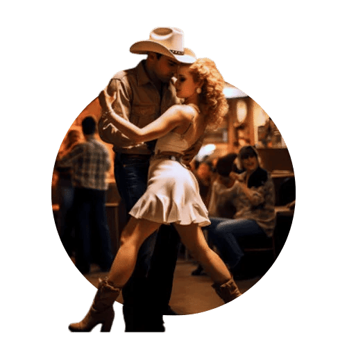 Country Western dance classes at Social Dance Studio 45 in The Woodlands TX for couples and individuals