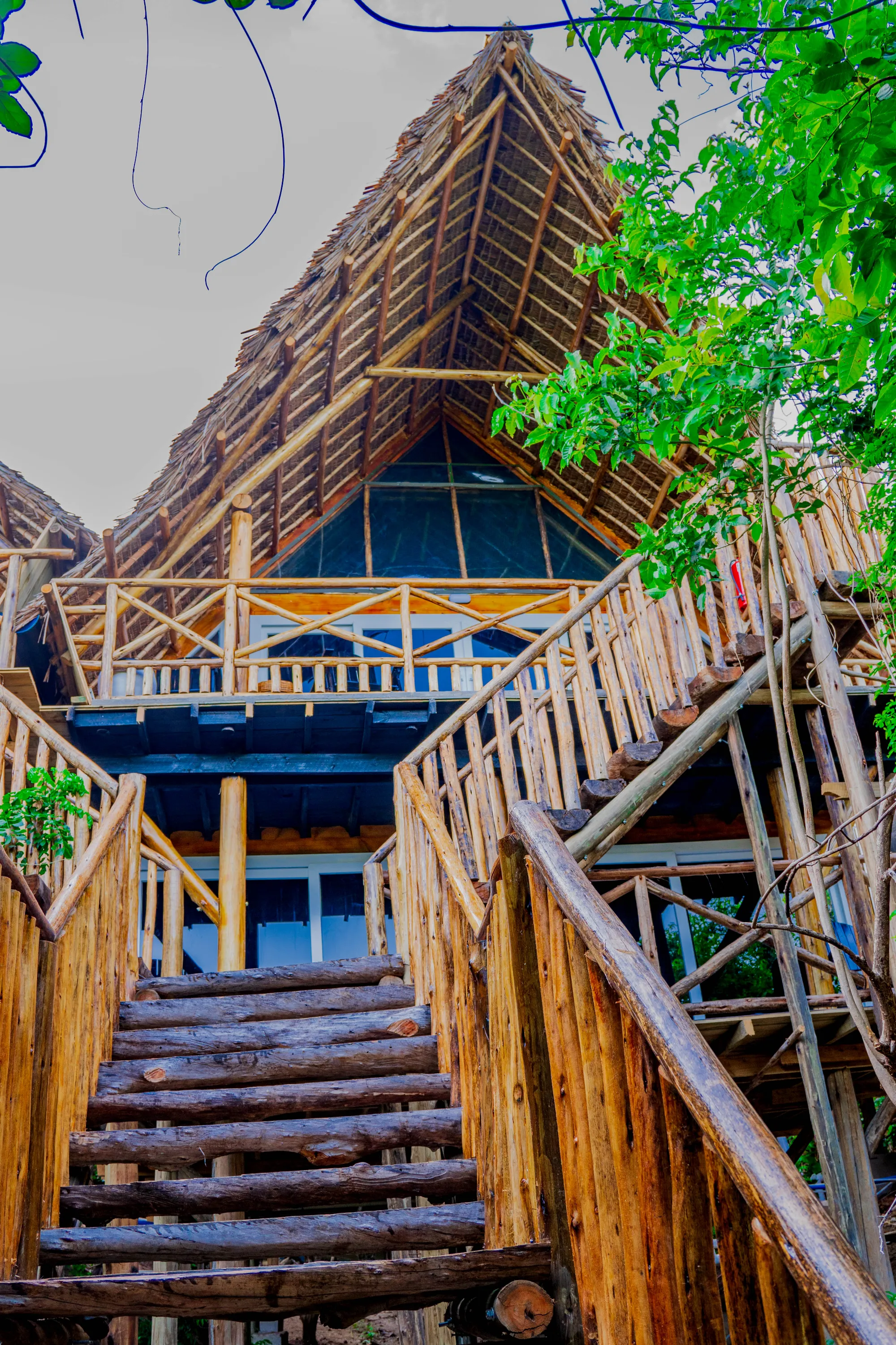 the staircase the sandy beach from the balcony
