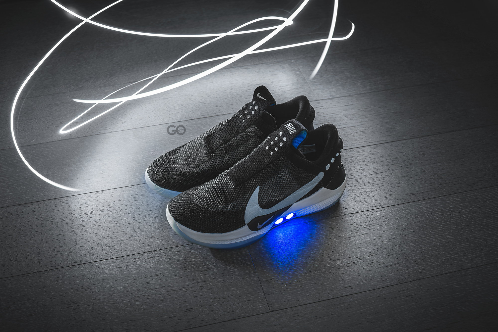 nike adapt bb black & blue platinum shoes