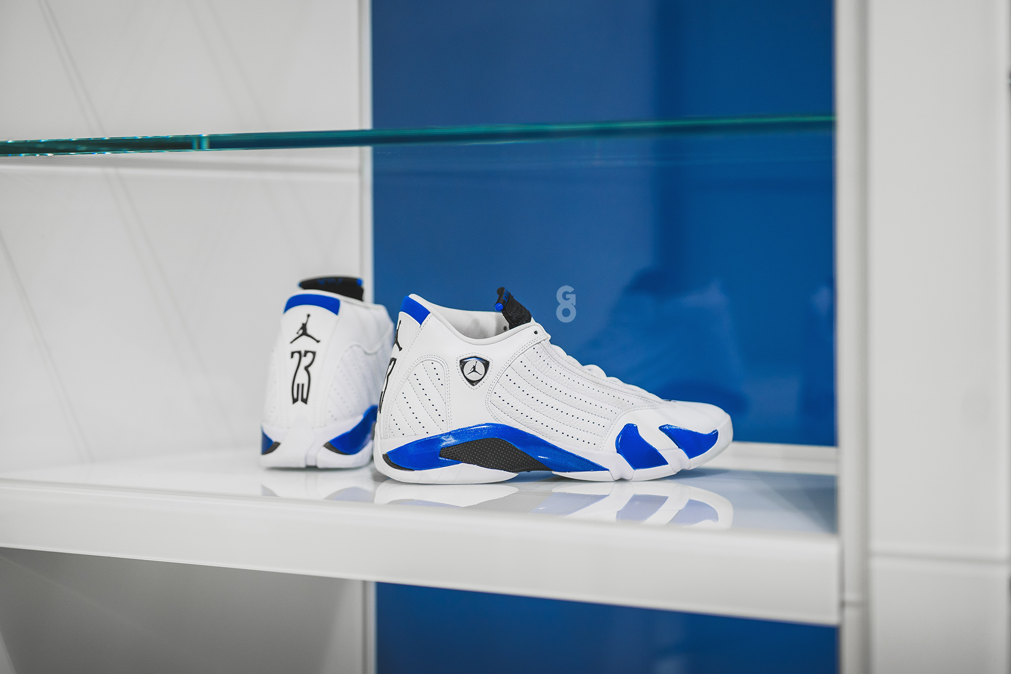 jordan 14 white blue