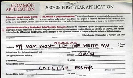 A printed application form with handwritten text expressing frustration.