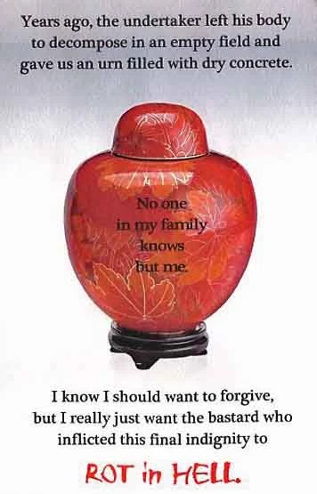 A red urn with floral designs, symbolizing death and remembrance.