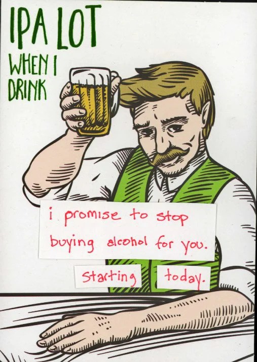 A colorful pop art style illustration of a man with a beer, expressing a humorous promise.