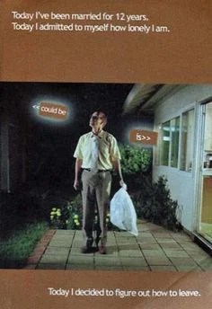 A man stands outside at night, holding a garbage bag, looking contemplative.
