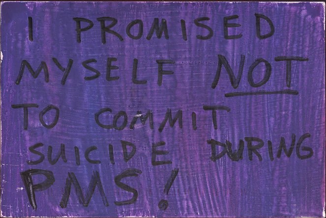 A purple background with bold black text conveying a serious message.