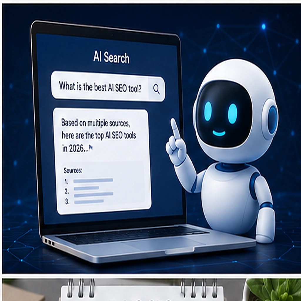 AI search interface showing how generative AI provides answers and recommends relevant sources.