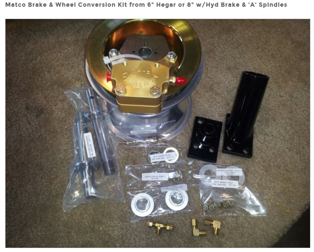 Matco Brake & Wheel Conversion Kit From 6″ Hegar Or 8″ W/Hyd Brake