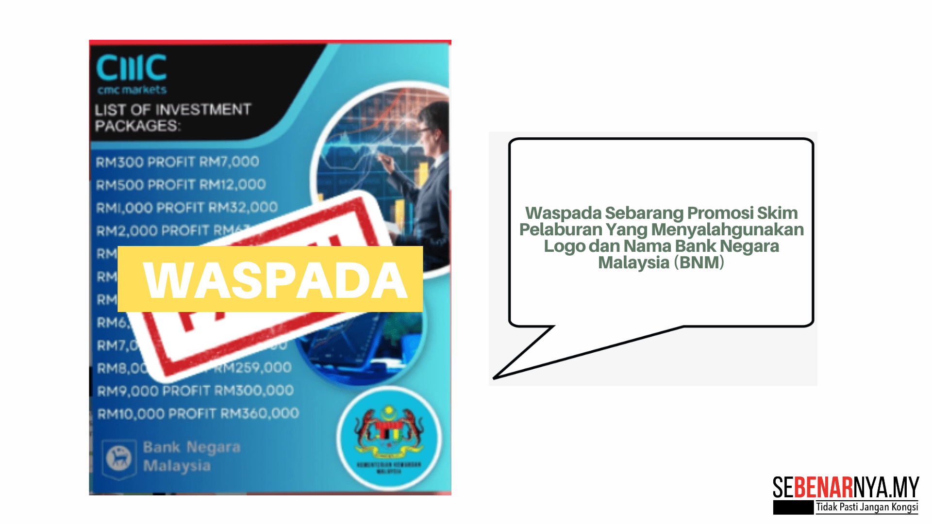 Waspada Sebarang Promosi Skim Pelaburan Yang Menyalahgunakan Logo dan Nama BNM