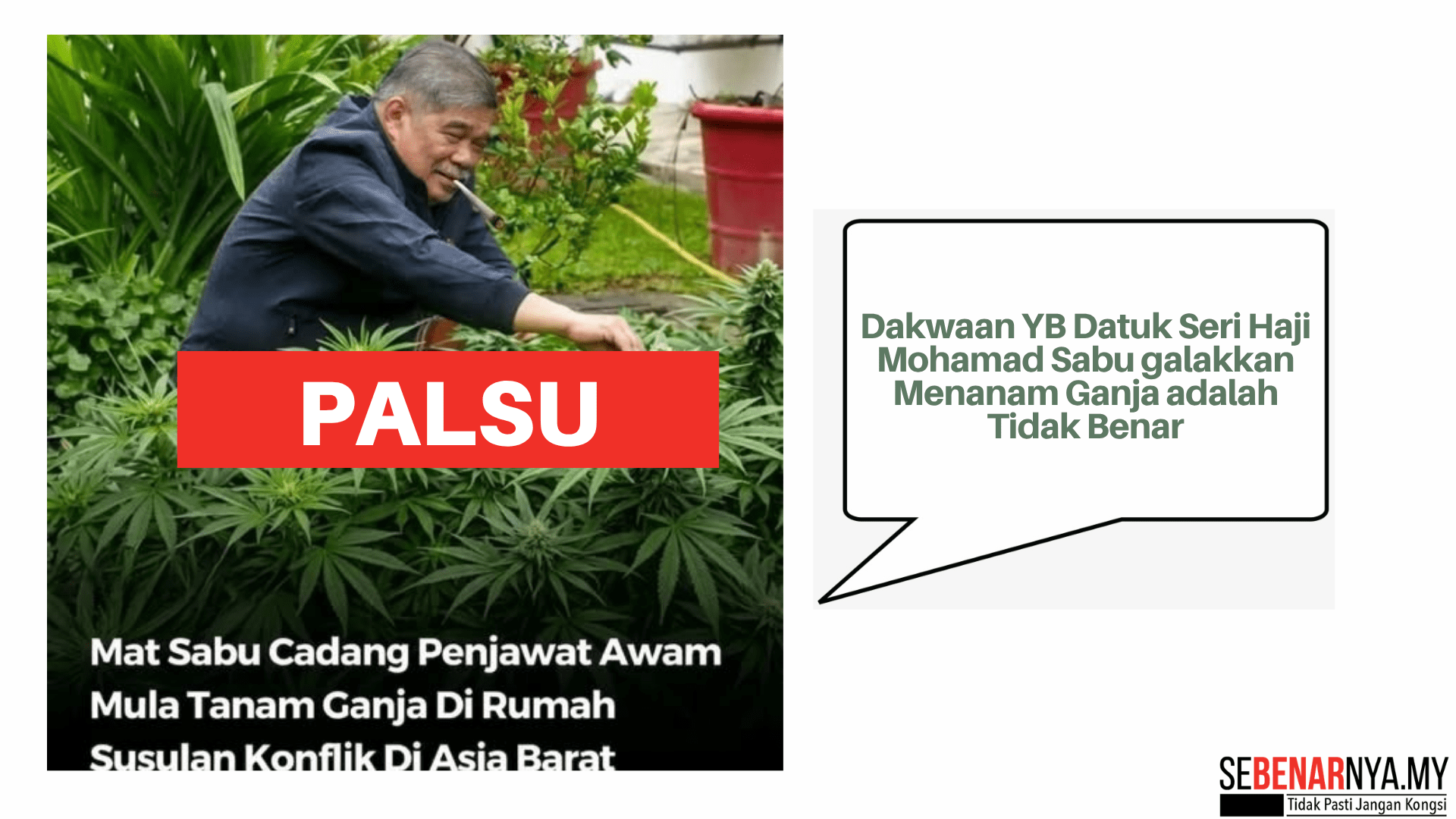 Imej Tular di Media Sosial Yang Mendakwa YB Datuk Seri Haji Mohamad Sabu Menggalakkan Penjawat Awam Menanam Ganja adalah Tidak Benar