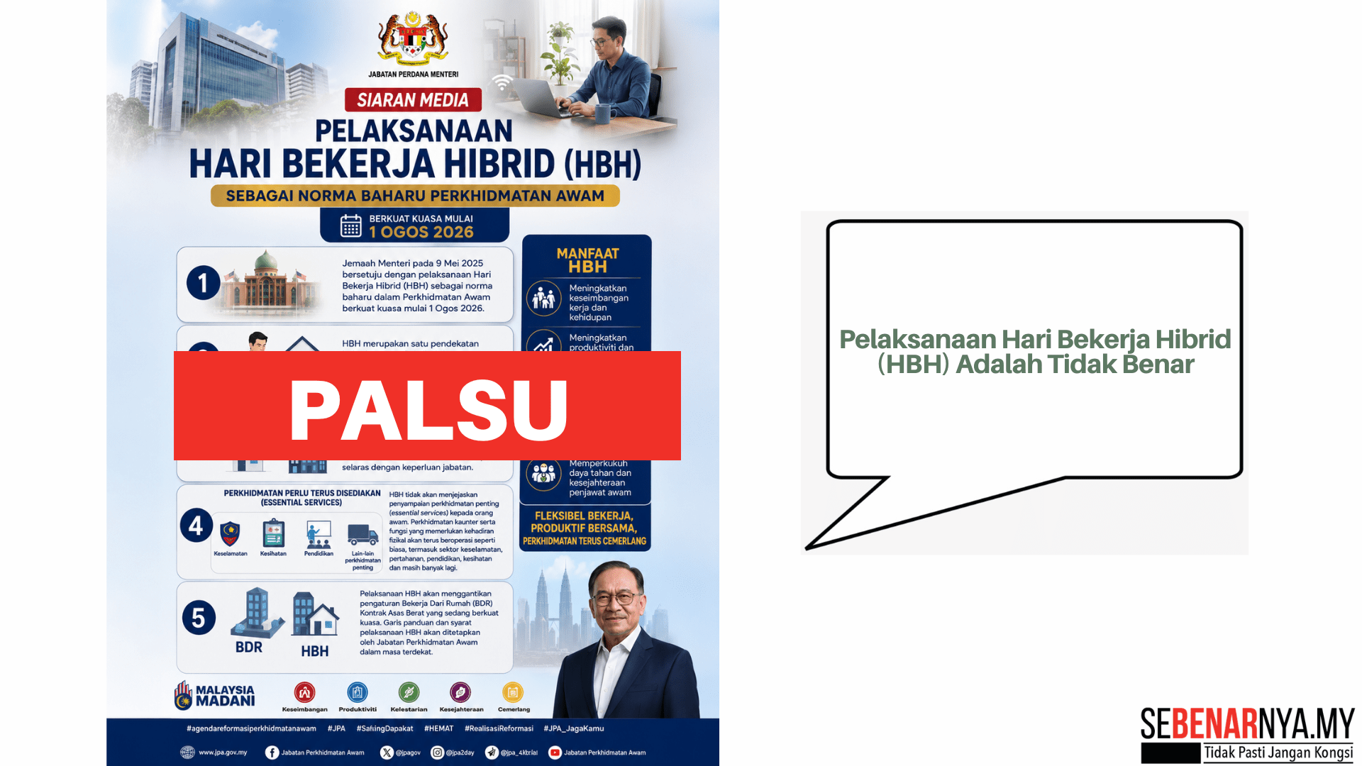 Pelaksanaan Hari Bekerja Hibrid (HBH) Adalah Tidak Benar
