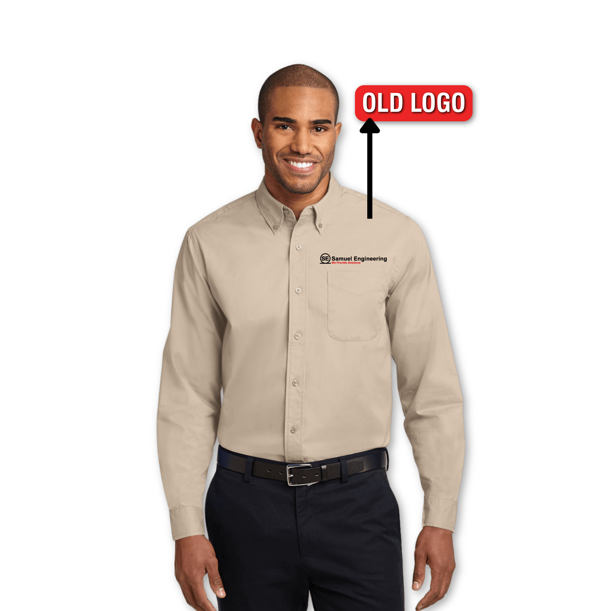 Men's Tan/Khaki Port Authority Long Sleeve Button Up (Denver Office)
