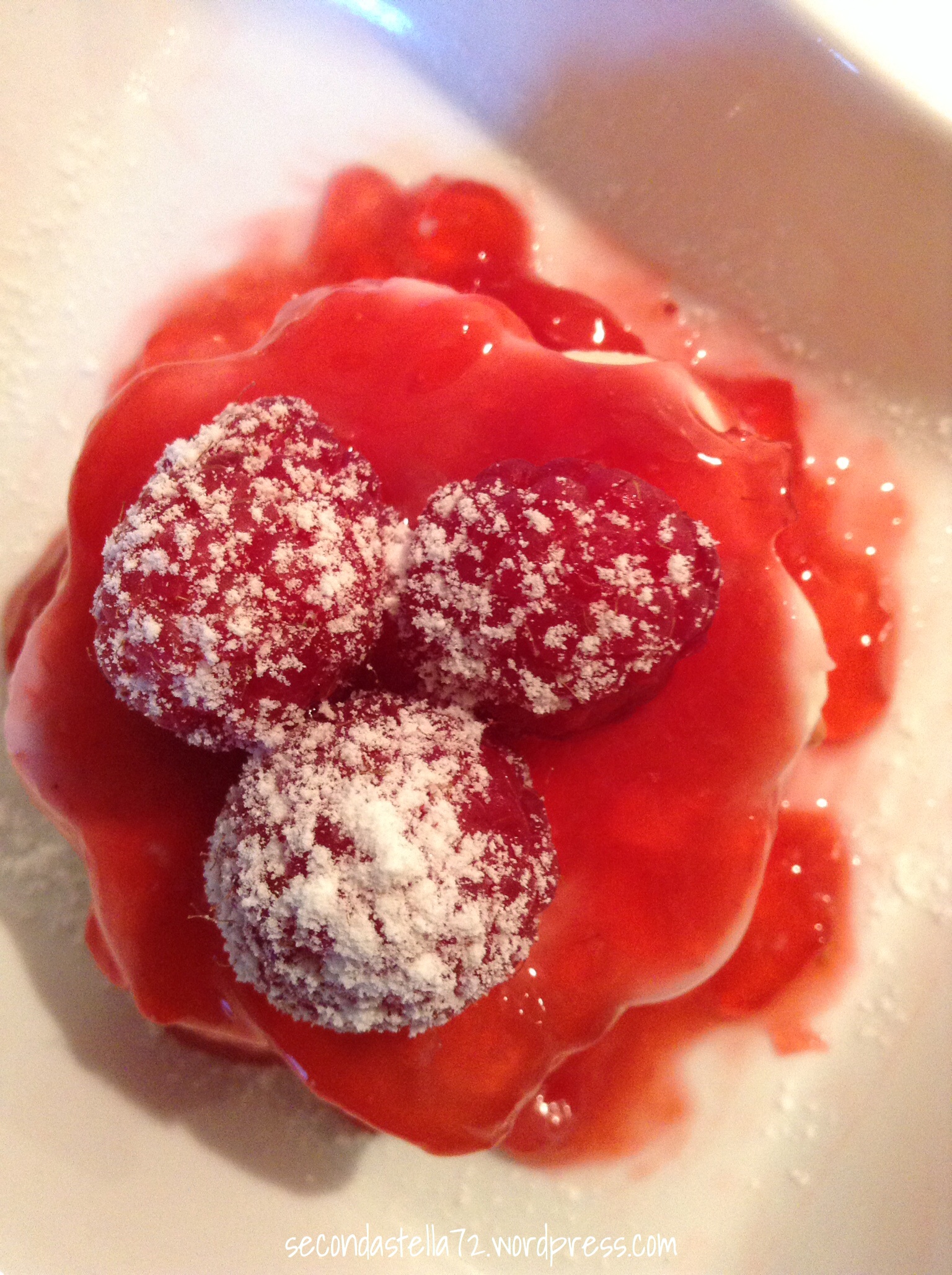 Panna cotta alla vaniglia con salsa di lamponi