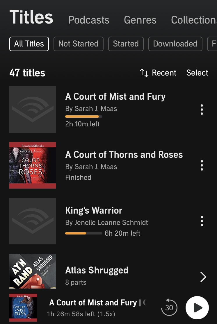library screen of my audible account