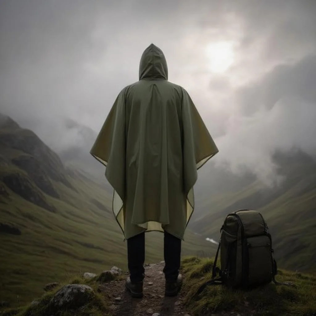 Silver%E2%80%91Coated Polyester Raincoat %E2%80%93 Windproof Waterproof Dustproof Poncho 2