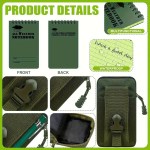 Army Green Waterproof Notebook Set – Outdoor PVC Pouch, Windproof Pen & Durable Notepad for Adventure, Tactical & Field Use 3 Waterproof Notebook 3