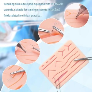 Complete Suture Practice Kit – Silicone Pad with 14 Pre‑Cut Wounds & Stainless Surgical Tools for Medical, Vet & Nursing Students 8 Suture Practice KitSuture Practice Kit 5