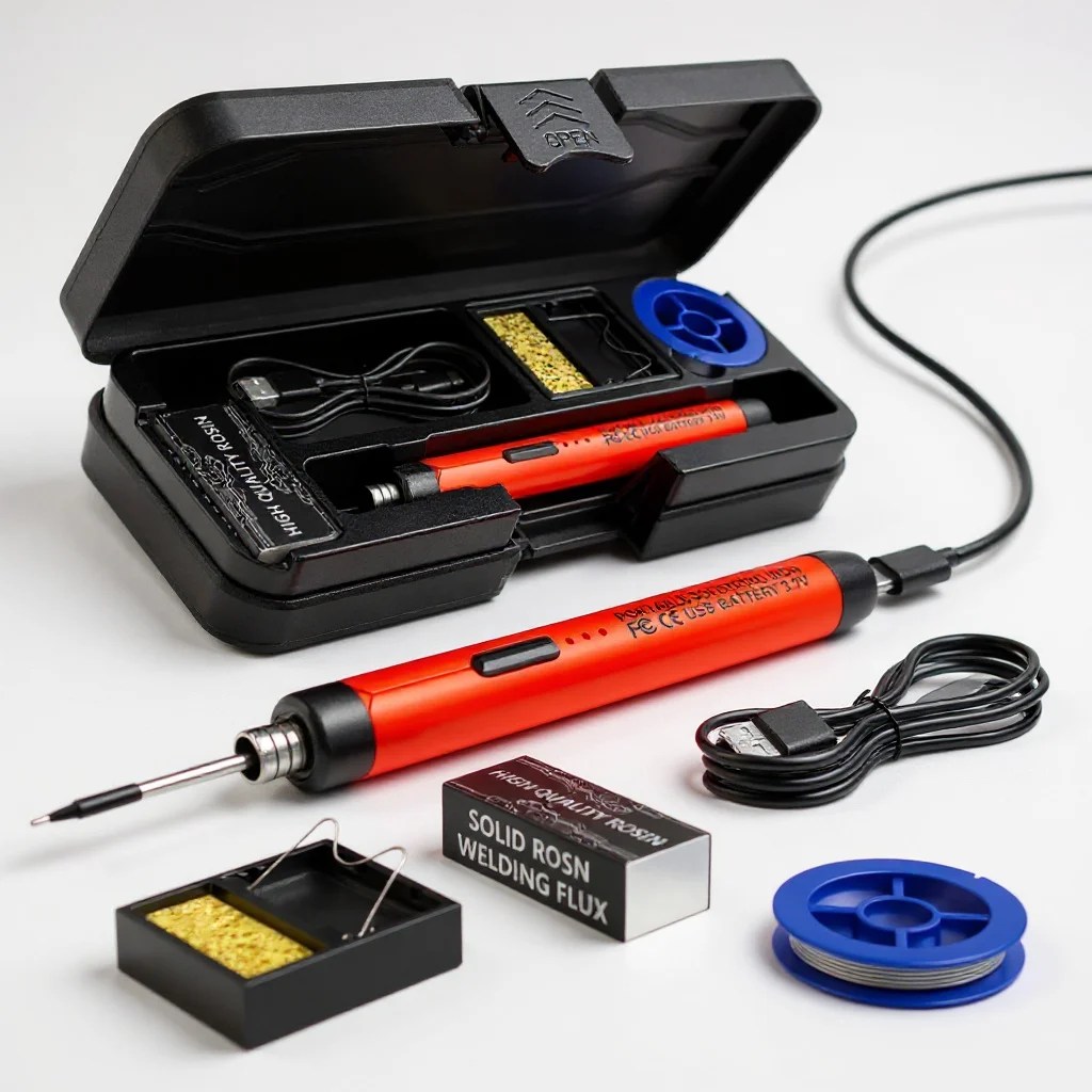 3%E2%80%91Speed Temperature%E2%80%91Adjustable USBBattery Soldering Iron Stand Storage