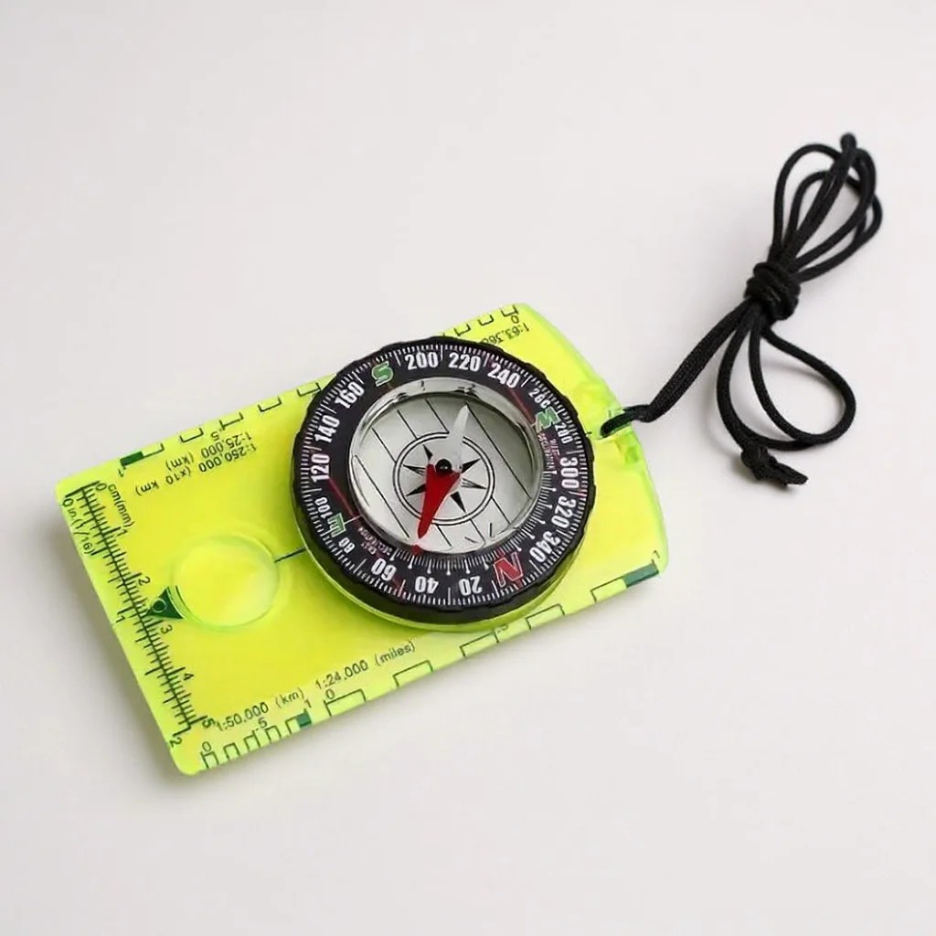 Yellow Waterproof Acrylic Compass with Map Scale