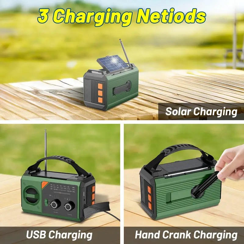 20000mAh Solar Powered Emergency Weather Radio with Hand Crank 3