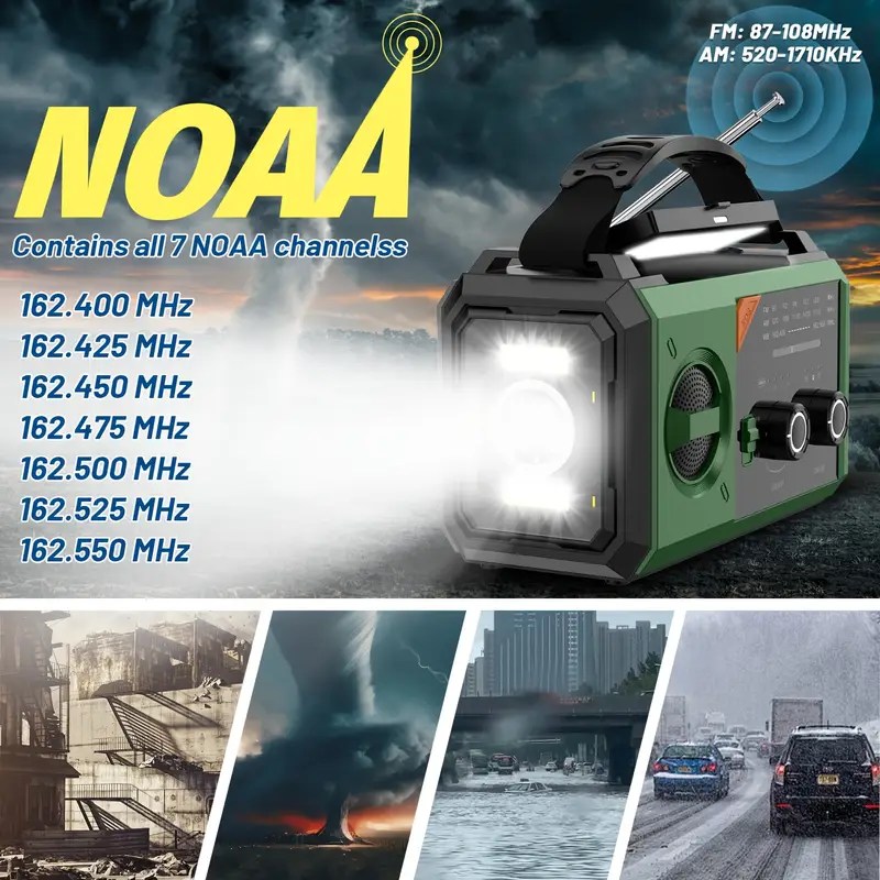 20000mAh Solar Powered Emergency Weather Radio with Hand Crank 7