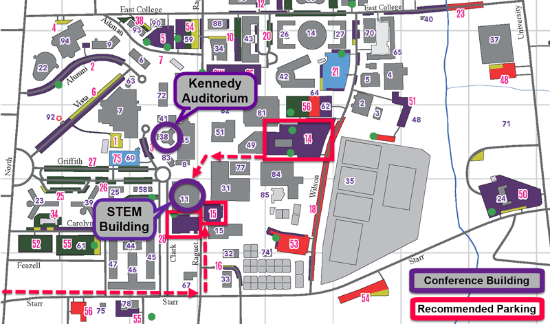 TUMC 2018 Texas Section MAA TUMC Campus Map Sm 